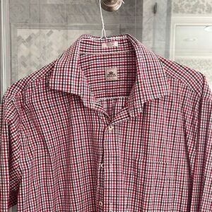 Peter Millar Red and White Checkered Shirt